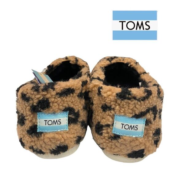 NEW Toms Alpargata Doe Leopard Fleece Faux Fur Shoes - Picture 4 of 5